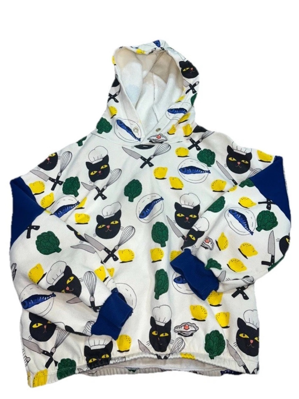 Mini Rodini Chef Cat Hooded Sweatshirt Sweater Size 10 Euro Brand